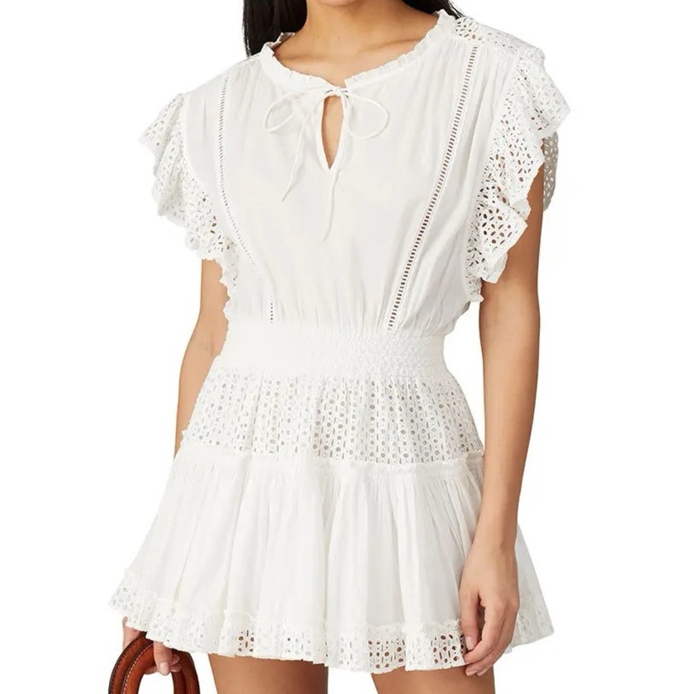 Misa Los Angeles White Smocked Tiered Sundress